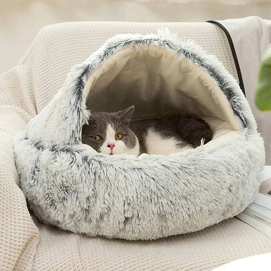 PurrNest™ – Plush Calming Cat Cave Bed